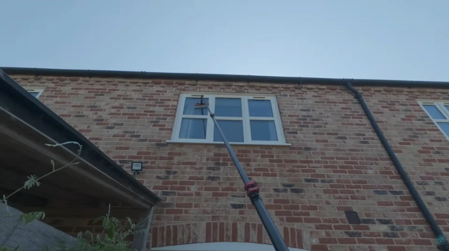 Exterior window cleaning on a residential home in San Clemente, CA